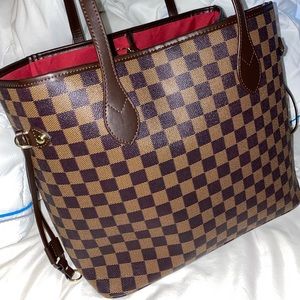 Daisy Rose Brown Checkered Purse
